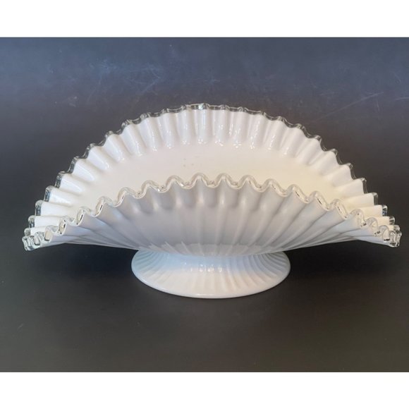 Fenton Silver Crest Banana Fruit Bowl Footed Pedestal 12" x 5" Vintage 1950's - Picture 9 of 14